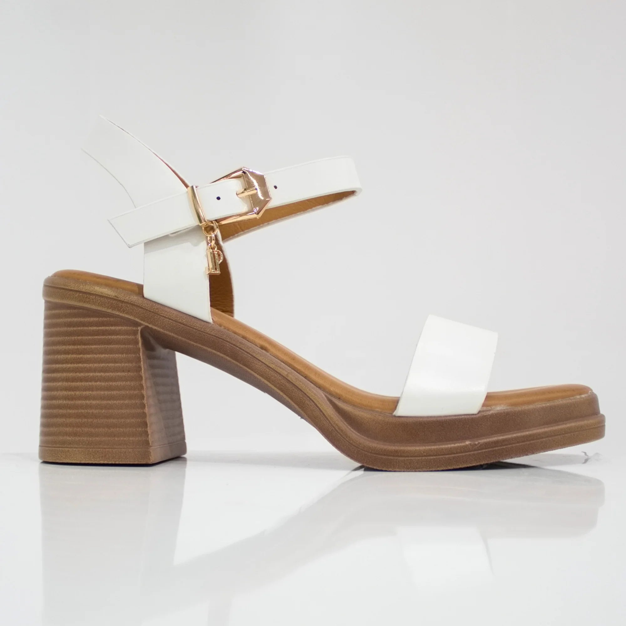 Kajal one band sandal on 7.5cm block heel white