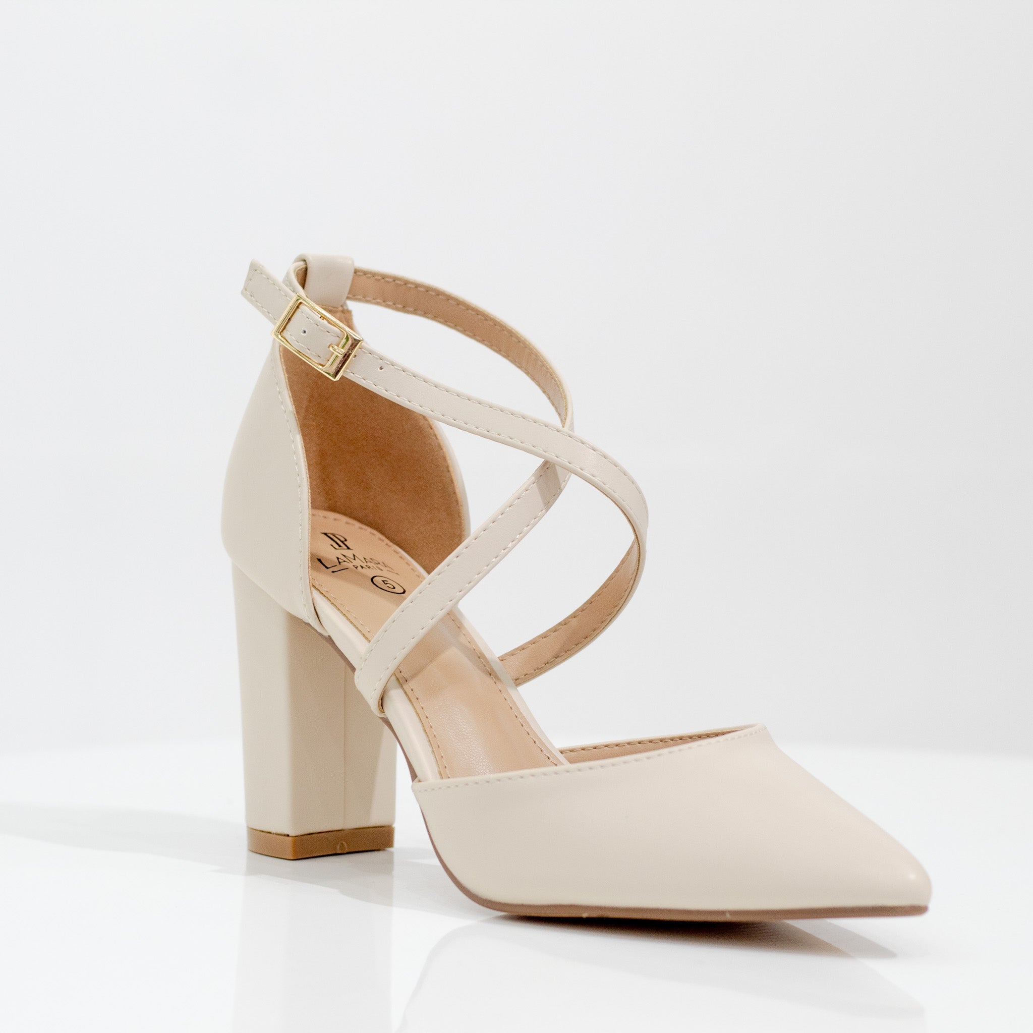 nude open waist  block heel