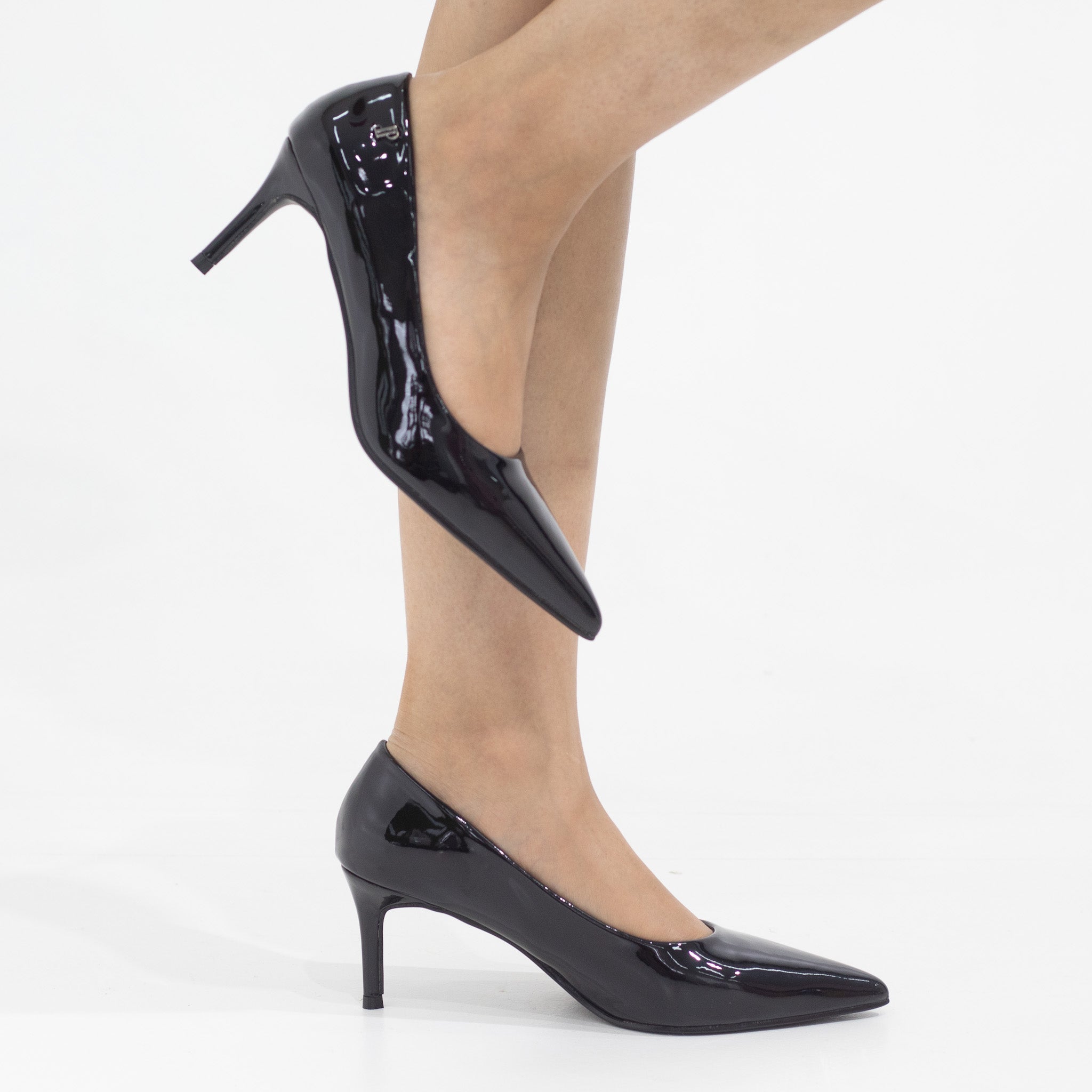 Bavisha 7cm heel pointy pat court black